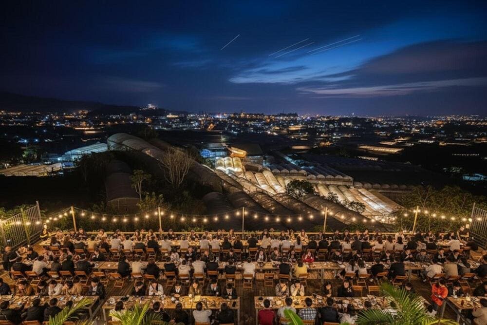 Làng hoa lung linh, huyền ảo khi lên đèn vào buổi tối